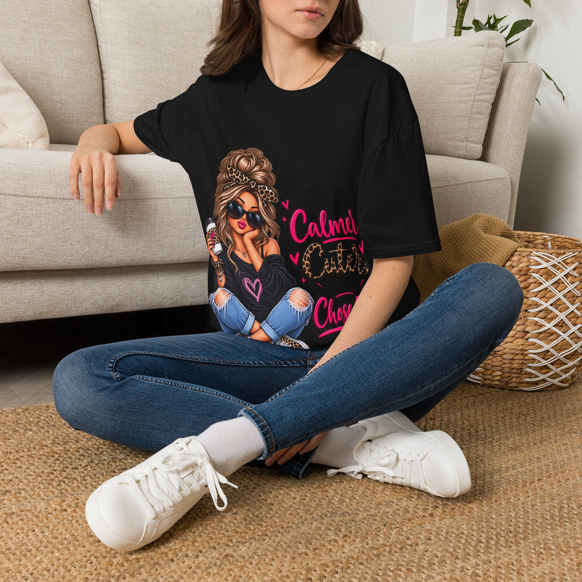 Calm Caffeine Chaos — Messy Bun Coffee Tee