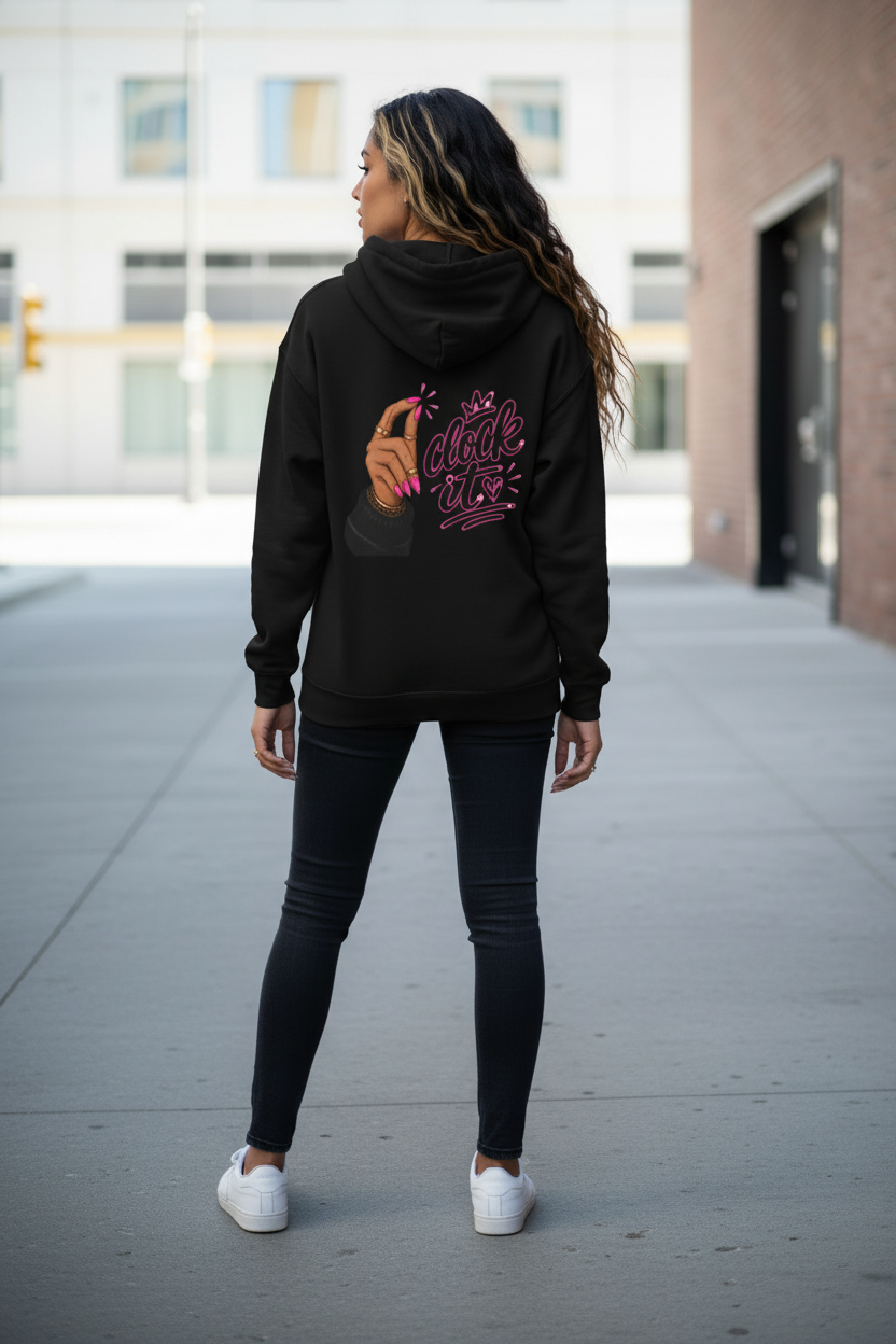 Clock It Hoodie - Black - Clean