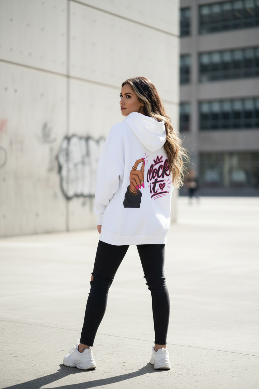 Clock It Hoodie - White - 3/4 Turn